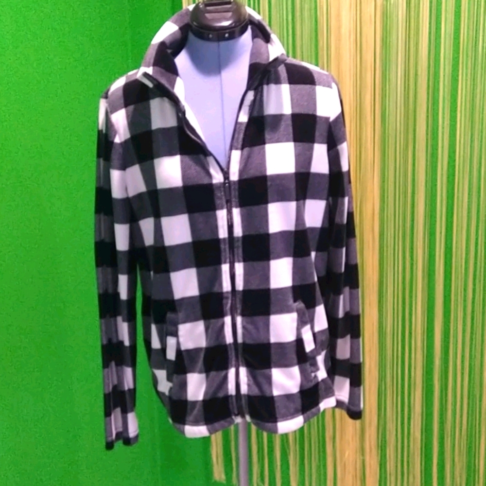 Zipper checked cotton top